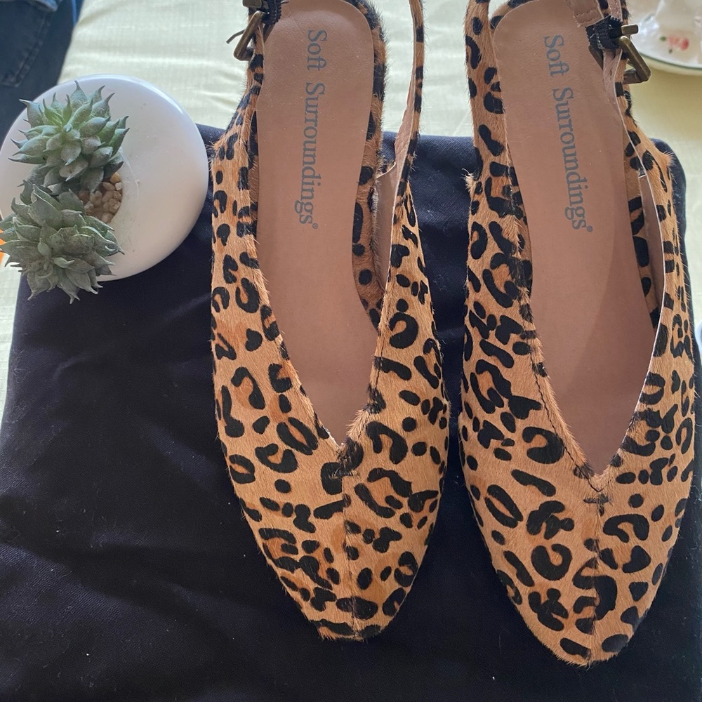 Soft surroundings leopard, low wedge heels, Sz 7.5